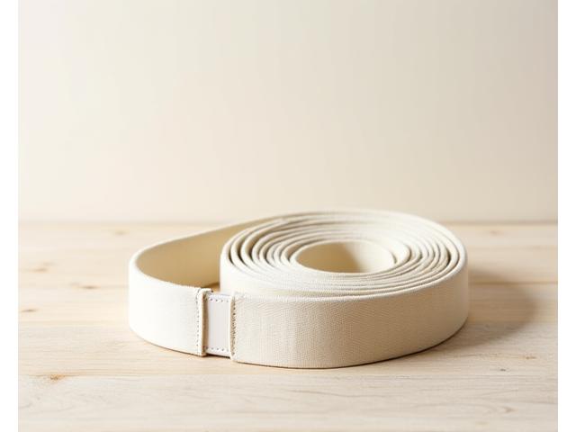 GOTS-certified organic cotton yoga strap with metal-free buckle.